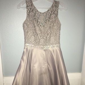Silver formal dress with crystal detailing